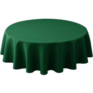 Biscaynebay Round Christmas Tablecloths 60" for Round Tables diameters from 28" to 48", Hunter Green Fabric Water Resistant Folding Table Covers Washable for Dining, Kitchen, Wedding, Parties