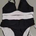 Blooming Jelly Women High Waisted Bikini Sets Tummy Control Swimsuits Color Block Two Piece Drawstring Bathing Suit, M