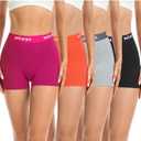 wirarpa Women's Cotton Boxer Briefs Underwear Boy Shorts 3" Inseam 4 Pack (Medium, Black/ Heather Grey/ Orange/ Red)