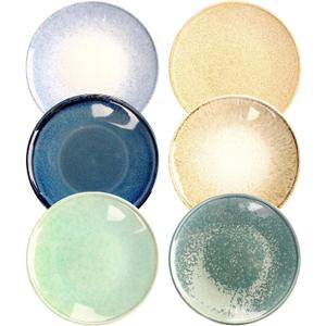 Ceramic Serving Dinner Plates Set of 6 - for Dessert Bread fruit Pizza Pasta Salad Plate Set - Dishwasher, Microwave Safe - Best choice for catering, bars and gourmets, Colorful 8.1 Inch