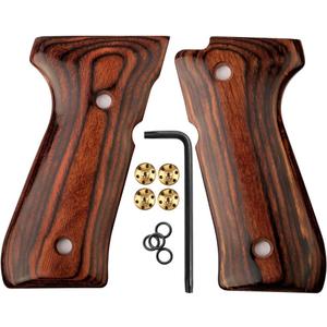 Cool Hand Grips for Beretta 92 FS, 92/96 Full Size, m9, 92a1, 92 INOX, High Polished Wood, Gold Screws Included, 1/4'' Thin