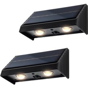 Solar Lights Outdoor 3000K Warm White Downlights LED Dusk to Dawn Waterproof Solar Light for Fence, Wall, Address, Mailbox, House Number, Sign(2 Pack)