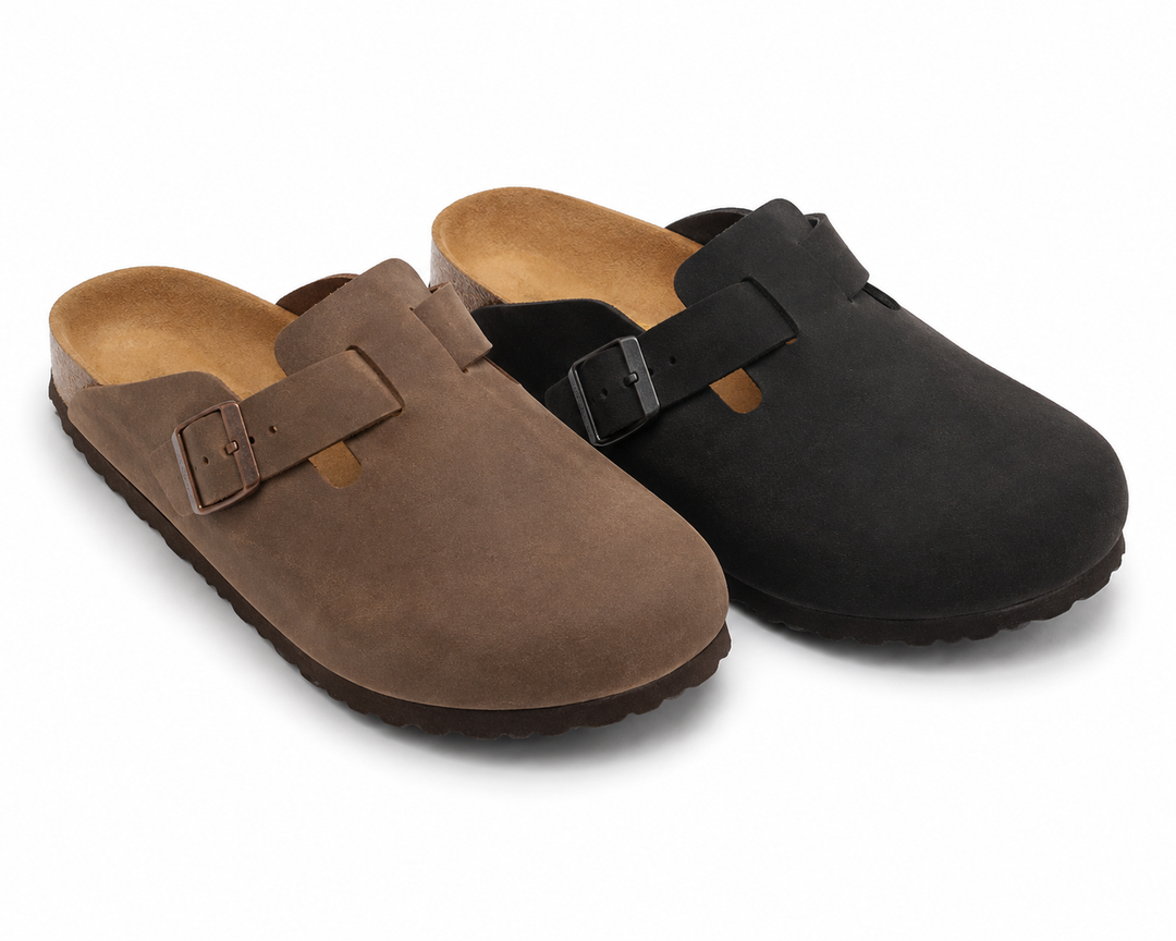 2 Pcs, Birkenstock Boston Classic Arch Clog, Black And Brown Leather,46 M EU