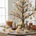 Seenelling 20 Pcs 2.75'' Glass Easter Egg Tree Ornaments Rustic Boho Easter Tree Hanging Decorations Farmhouse Basket Filler Clear Shatterproof Hanging Ornaments for Home Spring Holiday Party Decor