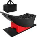 HOXWELL Car Tire Change Ramp 6.3" Tire Lift, 1 Pc Travel Trailer Tire Change Ramp, Curved Leveling Block with Chock & Anti-Slip Mat, Fits Dual Axle Travel Trailer RV Camper, Lift Up to 6.3", 35000 GVW