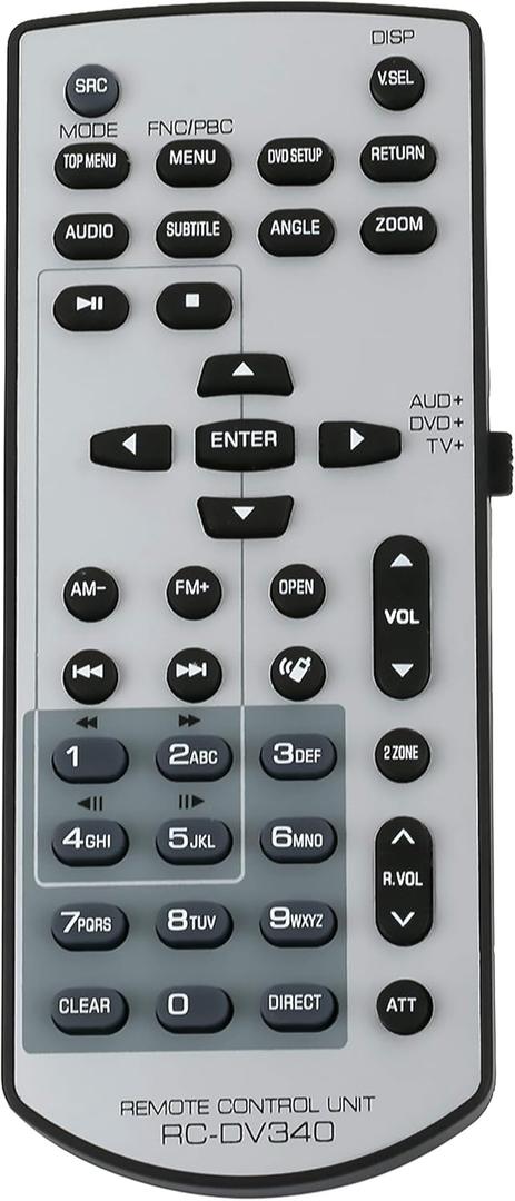 New RC-DV340 Remote fit for Kenwood KVT-512 KVT512 DDX7019 DDX7039 DDX419 DDX319 DDX3049 DDX719DDX7049BT DDX4049BT DDX7049BT DDX514 DNX6000EX DNX5140 KVT-636DVD KVT-516 KVT-546DVD KVT-696 KVT-719DVD