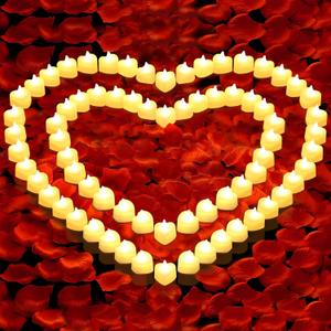 FloraSea 6000 PCS Artificial Rose Petals with 72 PCS Flameless LED Tea Lights Candles Decoration for Special and Romantic Night, Wedding Anniversary, Event, Party Decoration