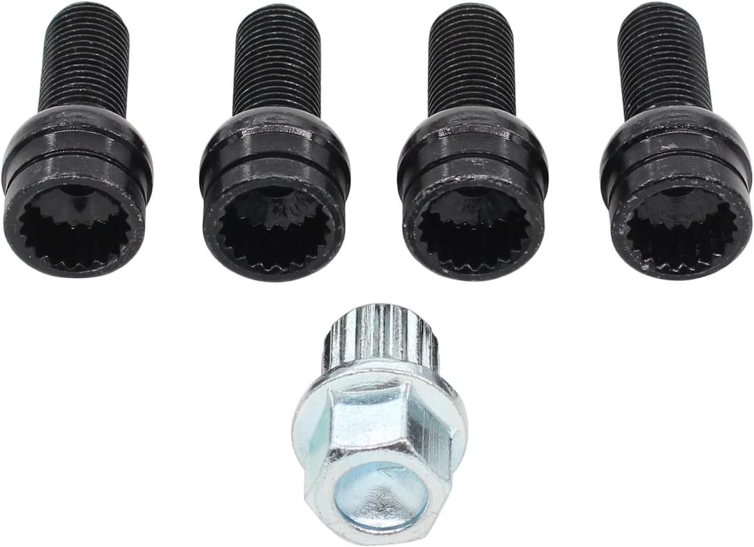 MOTOKU M14 x 1.5 Antitheft Wheel Bolts Lock Lug Nut with Key for VW Golf Jetta Beetle Passat Audi A3 A4 A5 A6 A8 TT S3 Q3 Q5 Q7
