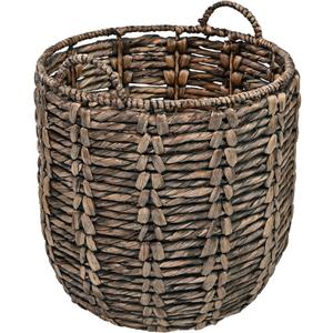 happimess BSK1003B Laurel 19.49" Bohemian Handwoven Abaca Hamper Basket with Handles, Brown for Storage and Decoration in Bathroom, Bedroom, Living Room