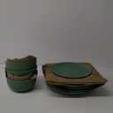 AmorArc Ceramic Dinnerware Sets, Wavy Rim Stoneware Plates and Bowls Sets, Highly Chip and Crack Resistant | Dishwasher & Microwave & Oven Safe Dishes set, Service for 6 (18pc)