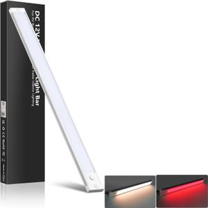 acegoo RV Interior LED Light Bar 12V LED Light Strip for Motorhome Camper Trailer Kitchen Countertop Under Cabinet Lighting, Integral Dimmer Switch & Red Night Light (Warm White, 16.5 inch)