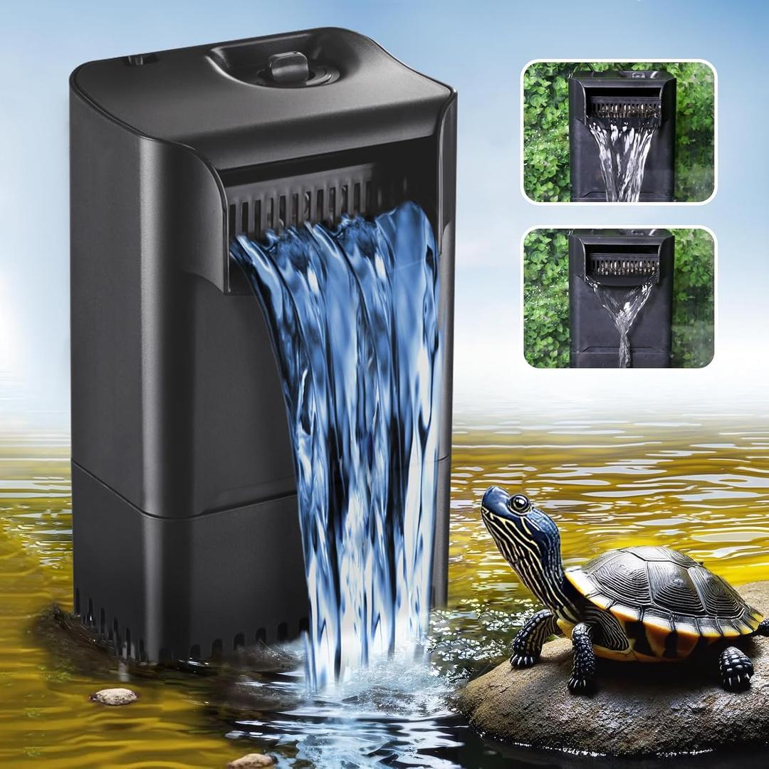 220GPH Turtle Filter for 20-45 Gal Tank, Small Turtle Filters 3-stage Filtration for Freshwater Saltwater Cloudywater, Ultra-quiet and Flow Adjustable for Fish Turtles Shrimps Amphibians Frogs