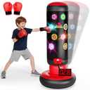 HopeRock Punching Bag for Kids, Boxing Set with Scoring, Light, Music, 4 Game Modes, Inflatable Boxing Bag with Gloves, Birthday Gifts Toys for 4-8-12 Years Old Boys