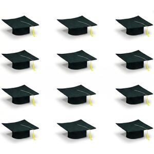 Fun Express Bulk 12 Pieces Kid's Felt Elementary, Kindergarten, Pre-School Graduation Mortarboard Caps, Felt