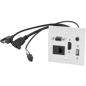 Multimedia Output Box, HDMI Output Wall Plate With USB, HDMI, VGA, 3.5mm Sound and RJ45 Network Port, Multimedia Information Panel Output, Socket
