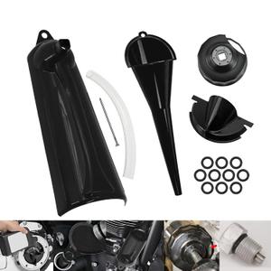 HDBUBALUS Crankcase Fill Funnel Primary Case Oil Fill Oil Filter Funnel Set with Oil Filter Wrench and Primary Drain Plugs Compatible with Harley