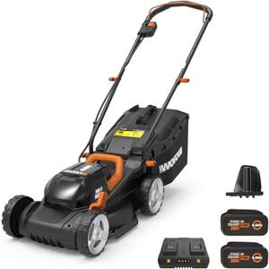 WORX 40V 14" Cordless Lawn Mower for Small Yards, 2-in-1 Electric Mower Cuts Quietly, Compact & Lightweight Push Lawn Mower with 6-Position Height Adjustment WG779  2 Batteries & Charger Included