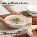 Y YHY Large Pasta Bowls, 45 oz Embossed Salad Bowls for Serving Soup, Noodle, Dessert, Dinner, Kitchen Deep Plates, 9.75" Porcelain Shallow Bowls, Soft White Dishes for House-warming Wedding Present
