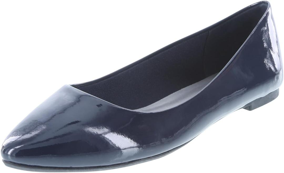 Lower East Side by Payless Womens Cami Pointed Dress Casual Flats (5 Wide, Navy Patent)