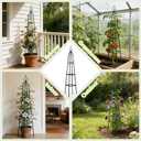 100% Metal Obelisk Trellis for Climbing Plants Outdoor - Heavy Duty Stone Coated Steel Garden Tower Trellis - Tall Sturdy Rustproof Vertical Plant Support for Climbing Vine Vegetables Flowers