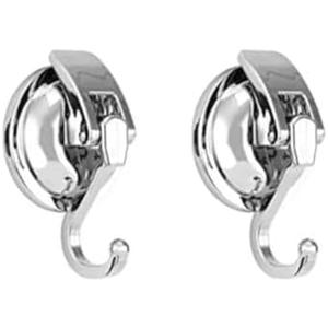 Khdrvok Heavy Duty Vacuum Suction Cup Hooks, Silver Plated Polished Super Suction for Kitchen Bathroom, 2 Pack