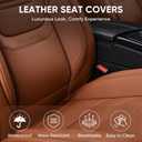 TIEHESYT Car Seat Covers Full Set, Breathable Leather Automotive Front and Rear Seat Covers & Headrest for Reduce The Driving Fatigue, Compatible with Most Vehicles, Cars (Brown, Front Pair)
