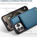 Vinich for iPhone 15 Pro Wallet Case with Card Holder, RFID Blocking Credit Slots Kickstand Shockproof Phone Cover Fit for iPhone 15 Pro 6.1" Blue