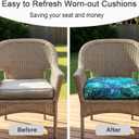 NettyPro Patio Chair Seat Cushion Covers Set 4, Waterproof Outdoor Furniture Cushion Slipcovers with Zipper and Tie, 21 x 19 x 3 Inch, Replacement Cover Only, Tropical Leaf