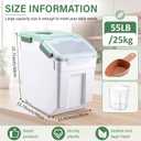 4 Pack 55 Lbs Rice Storage Container with Measuring Cup Airtight Flour Grain Cereal Sugar Storage Container with Locking Lid and Wheels Flour Bin Pet Food Plastic Boxes Sets