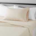 Amazon Basics Lightweight Super Soft Easy Care Comfortable Breathable Brushed Microfiber 3-Piece Bed Sheet Set with 14-Inch Deep Pockets, Wrinkle Resistant, Twin XL, Beige, Solid