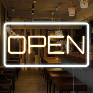 Open Neon Signs, Battery or USB Powered LED Neon Open Sign with USB Plug &13.1 Extension Cord for Business Window, 16 x 9 inch Open Sign Led for Bars, Stores, Coffee Shop, Hotel, Restaurant,Salon