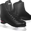 Figure Ice Skates for Women Girls and Boys, Lace-Up Adult Figure Skate Ice Hockey Skates for Outdoor and Skating Rink, Figure Ice Skate Shoes Size 5 6 7 8 9 10 11 and Youth 2Y 3Y (Black(With Air Cushion))