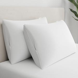 AllerEase Waterproof Soft Top Layer Hypoallergenic Allergy Defense Fabric Machine Washable Durable Zippered Pillow Protector, Standard/Queen Size, 2 Pack, White