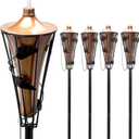 Matney Outdoor Metal Patio Torches – Use for Deck, Patio, Back Yard, Out Door Parties, Wedding – Includes Fiberglass Wick and Snuffer Cap (4 Pack)