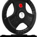 Fitvids Olympic Cast Iron Plate for Strength Training and Weightlifting, Pairs, Sets or Set with Barbell, Multiple Sizes (Rubber Coated)