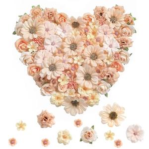 Serra Flora Faux Flower Heads Mini Artificial Flower Heads Fake Flowers Multicolor Small Silk Daisy Peony Flower Heads for Craft Garland Wedding Party DIY Home Decoration