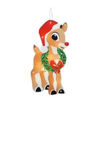 12IN Rudolph The RED Nosed Reindeer Lighted Holiday Christmas Window DÉCOR with Suction Cup for Hanging
