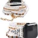 Boho Watch Bands Compatible with Apple Watch Band 38mm 40mm 41mm 42mm 44mm 45mm, Handmade Wrap iWatch Bracelet with Stainless steel Buckle for Women, Bohemian Beads Watch Strap for iWatch