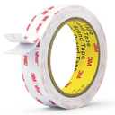 3M Double Sided Tape,1in X 9.85ft Heavy Duty Removable Mounting Tape for Wall, White Sticky Foam Tape, Picture Hanging Strips, Waterproof Adhesive Strips for LED Light
