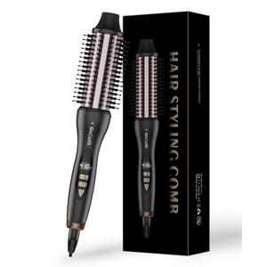 3 in 1 Thermal Brush 1.5" Curling Iron Staightener and Volumizer Brush
