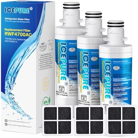 ICEPURE LT1000PC Replacement for LG LT1000P/PC/PCS ADQ747935 ADQ74793501 ADQ74793502 MDJ64844601 LMXS28626S LFXS26973S, LT-1000PC, LT1000, Kenmore 9980 Refrigerator Water and LT120F Air Filter 3 Combo