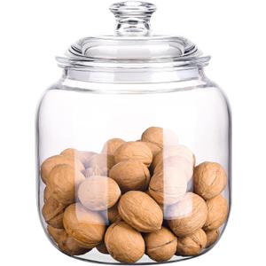 YUEJUM 128 oz Unbreakable & Dishwasher Safe Airtight Food Storage Canister | 1 Gallon Premium Plastic Shatterproof Apothecary Jars | Container for Cookie, Dog Treats, Pet Food, Candy
