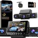 4 Channel Dash Cam Front and Rear with 360 View for All-Round Protection, 4-Way Recording, Built-in 5G WiFi & GPS, APP Control, 8 IR LEDs, 24H Parking Monitor, G-Sensor, Free TF Card (128GB)
