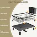 SNTD Dish Drying Rack - Space-Saving Dish Rack for Kitchen Counter, Stainless Steel Dish Drainer with Utensil Holder and Drainboard, 11" W x 15" L (Black)