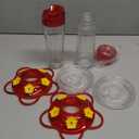 Hummingbird Feeder, Glass Bottle Bird Feeders, 5 Feeding Ports, 10-Ounce Nectar Capacity, 2 Pack (Red & Yellow Flowers)