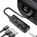 Car Accessories 4-in-1 Car USB Hub Equipped with a Data Interface and Multiple Type-C/USB-A Fast Charging interfacesUSB Hub for iPhone,iPad,Samsung Galaxy,USB Flash DriveAndroidBlack
