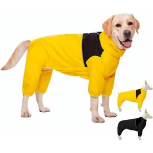 Dog Raincoat,Waterproof Windproof Rain Jacket,All-Weather Jacket,for Small Medium Large Extra Large Dogs (Yellow, Large)