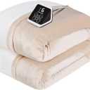 Westinghouse Heated Blanket Twin Size, Soft Flannel to Sherpa Electric Blanket with 10 Heating Levels, 1-12 Hours Auto Shut Off, Fast Heating, Machine Washable, 62x84 Inch, Beige