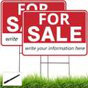 2 Pack For Sale Signs, Large For Sale Yard Sign with Stake,