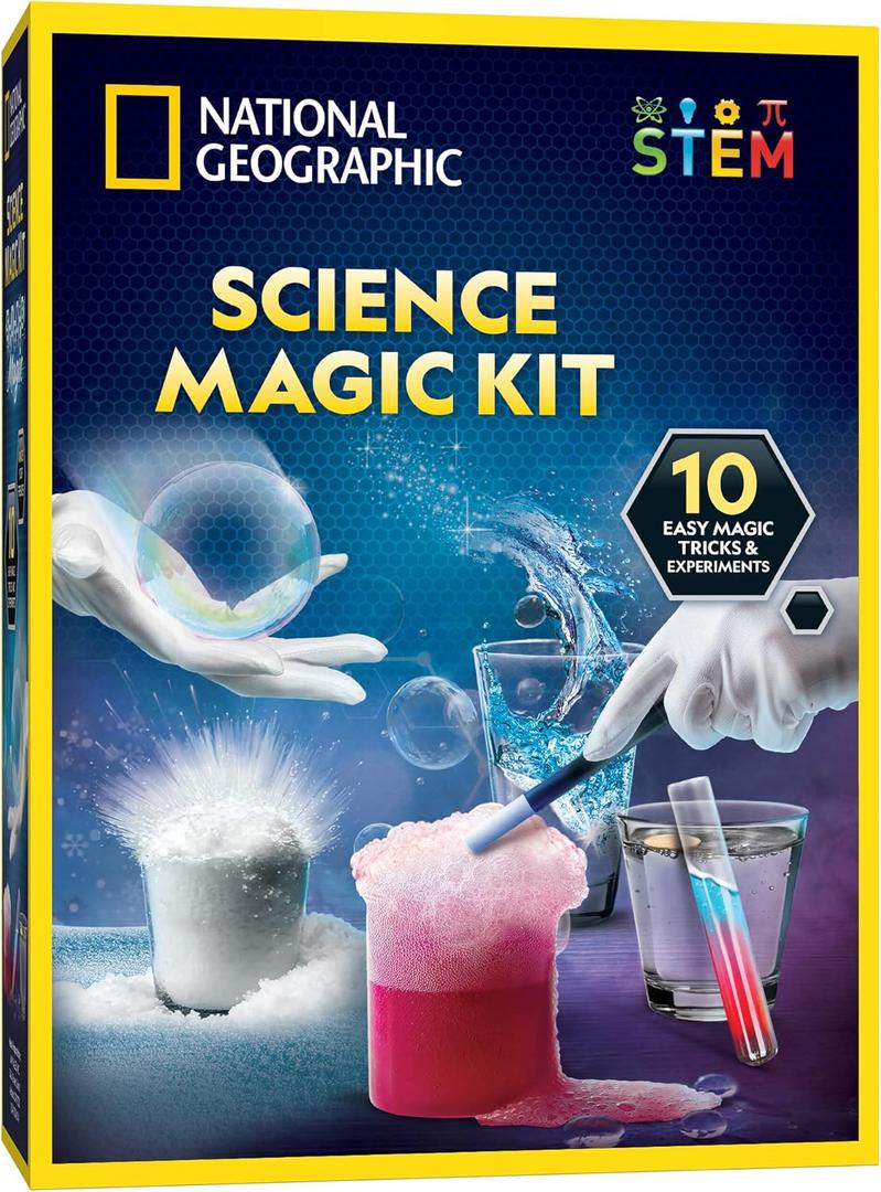 National Geographic Magic Chemistry Set  Science Kit for Kids with 10 Amazing Magic Tricks, STEM Projects and Science Experiments, Science Toys, Great Gift for Boys and Girls 8-12